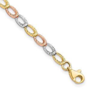 10k Tricolor Gold Open Link Bracelet